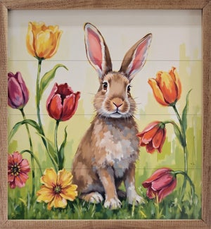 Brown Bunny In Tulips